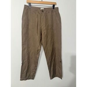 L.L.Bean Womens Linen Blend Brown Casual Drawstring Pants Size‎ M Petite